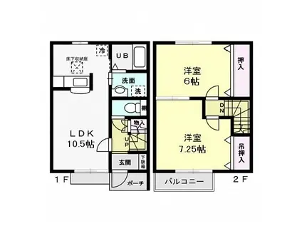 グランシェルA(2DK/1階)の間取り写真
