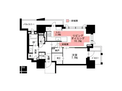 プラウドタワー名駅(1LDK/16階)の間取り写真