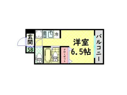 ハーモニーテラス市岡(ワンルーム/2階)の間取り写真