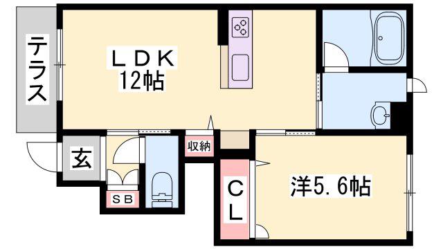 カーサグラス シュデステ(1LDK/1階)の間取り写真