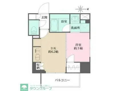 プライムアーバン西日暮里フロント(1DK/2階)の間取り写真