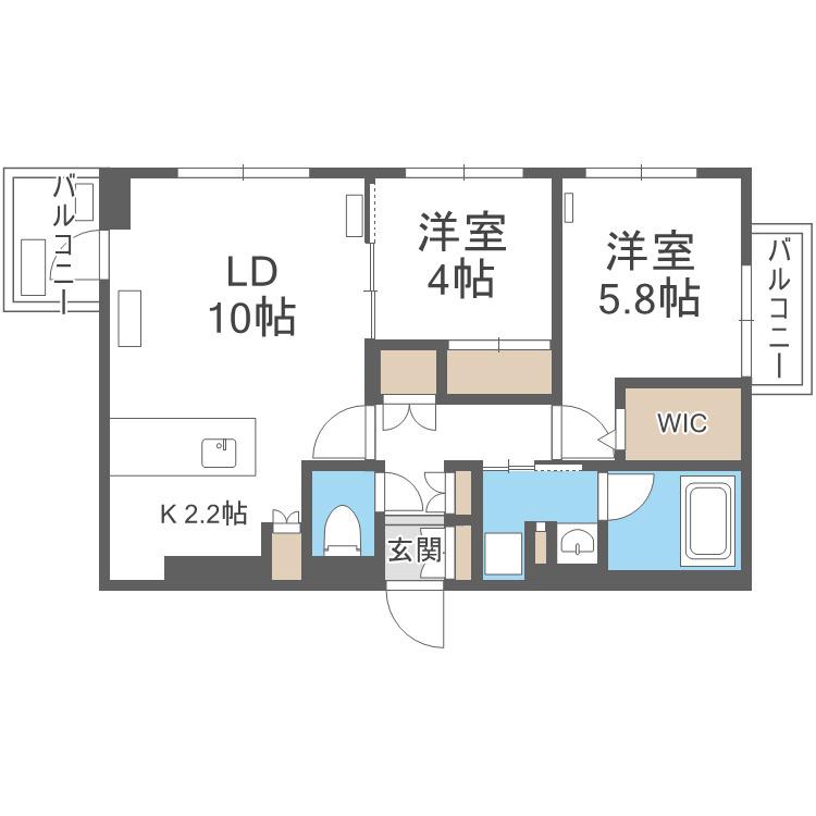 SーRESIDENCE南円山BLAZE(2LDK/4階)の間取り写真