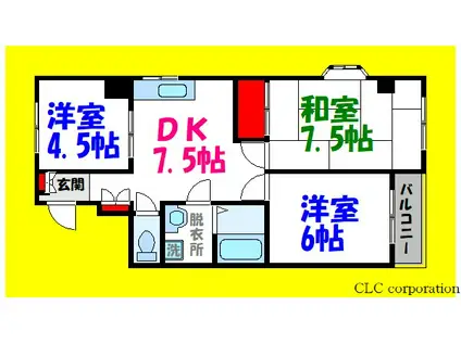 カーサ デ フローラ(3DK/3階)の間取り写真