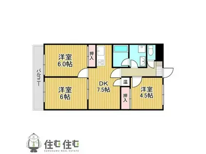 コラージュII(3DK/3階)の間取り写真