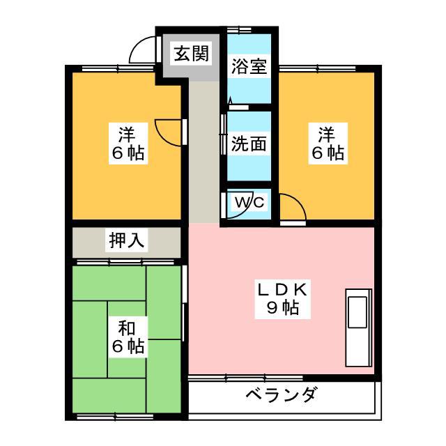 クレールホズミ(3LDK/2階)の間取り写真