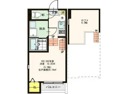 チサリテラスI(1K/1階)の間取り写真