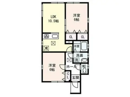 エスペランサU D棟(2LDK/1階)の間取り写真