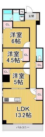 プレジール宝塚(3LDK/1階)の間取り写真