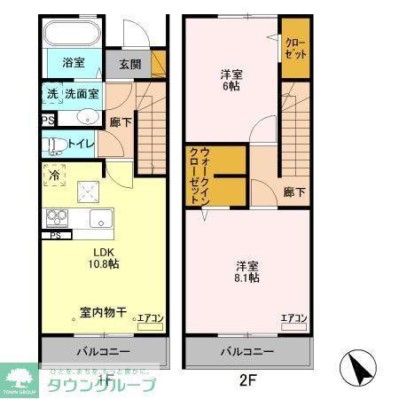 クレストフォーチュン B(2LDK/1階)の間取り写真