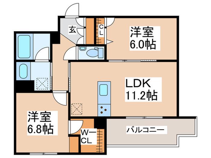 GRANDY VILLA OHTAKANOMORI II(2LDK/2階)の間取り写真