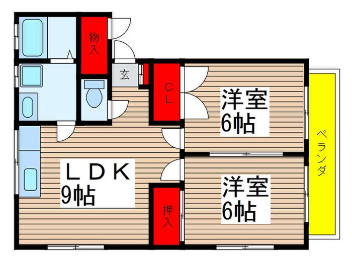 ボビーハイツ(2LDK/2階)の間取り写真