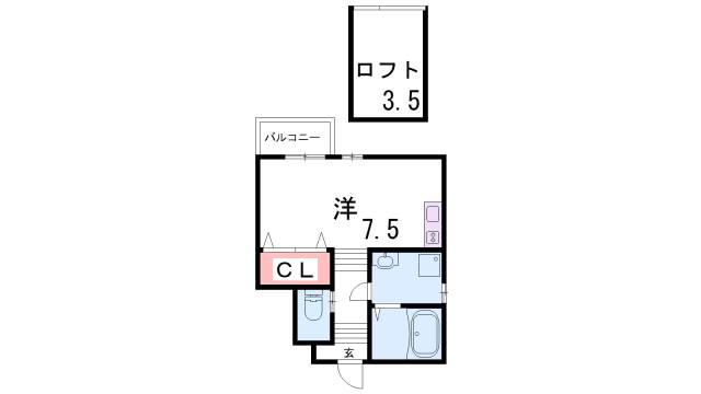 あんしん潮見台(ワンルーム/1階)の間取り写真
