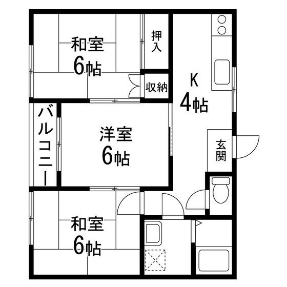 栗生コーポB棟(3K/2階)の間取り写真