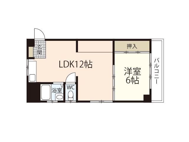 府中城ヶ丘ビル(1LDK/4階)の間取り写真