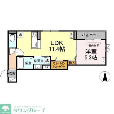 セレスティア扇VI(1LDK/2階)の間取り写真