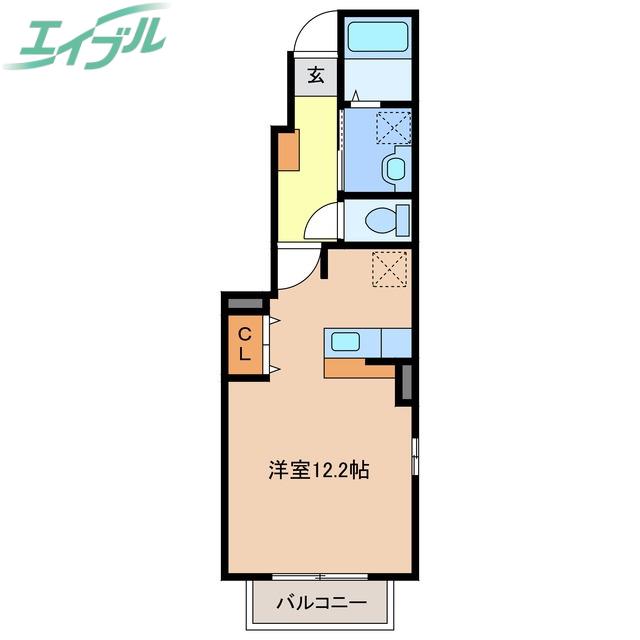 エスポワールドゥ白山(ワンルーム/1階)の間取り写真