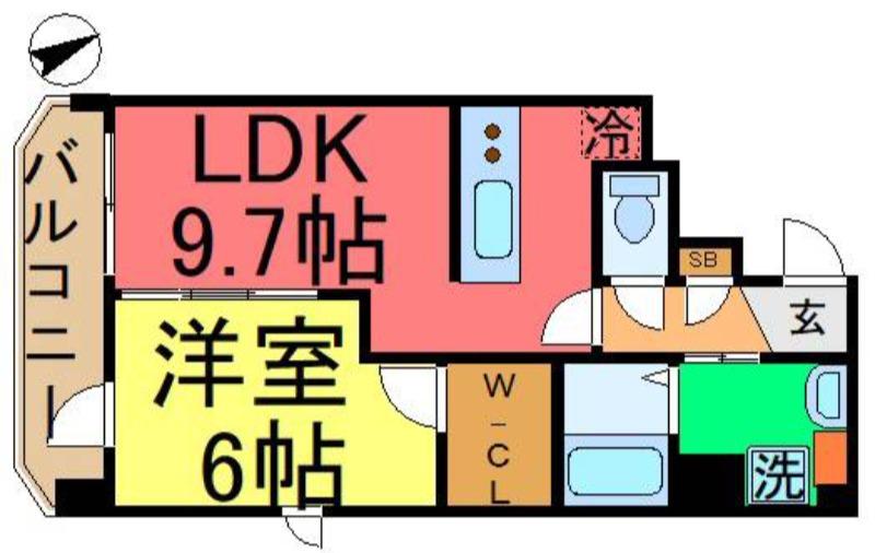 フェイムイッサ(1LDK/6階)の間取り写真