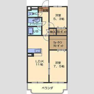 カンタービレ(2LDK/3階)の間取り写真