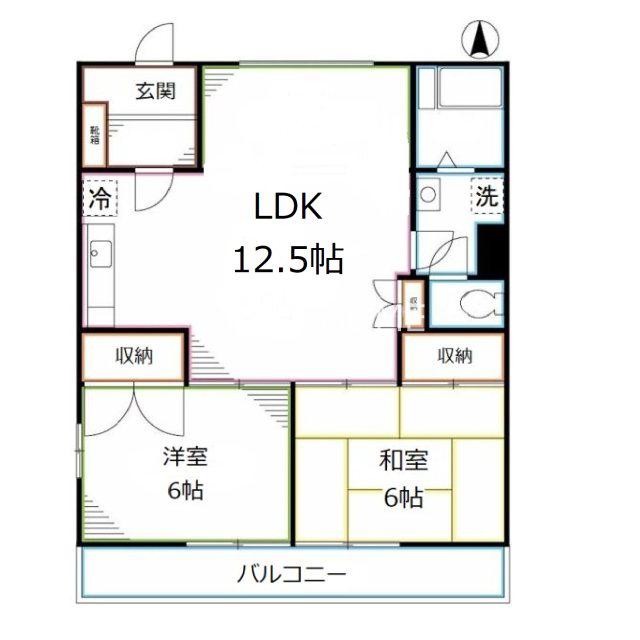 第5荒田ビル(2LDK/3階)の間取り写真