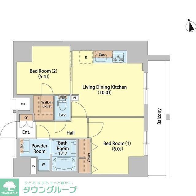 SAION町屋(2LDK/14階)の間取り写真