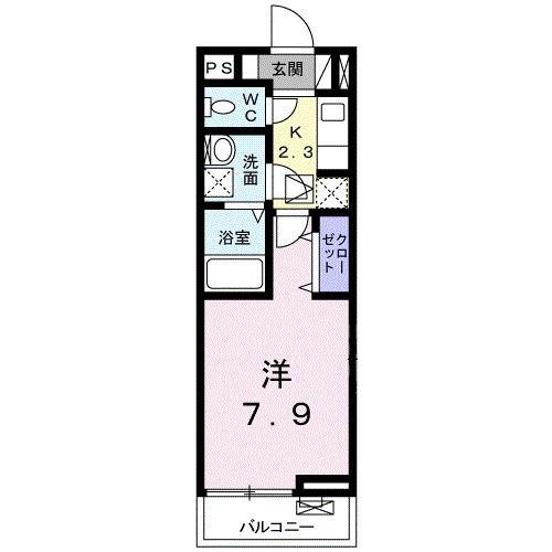 サンビレッジ F(1K/1階)の間取り写真