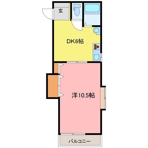 パルメディアS(1DK/1階)の間取り写真