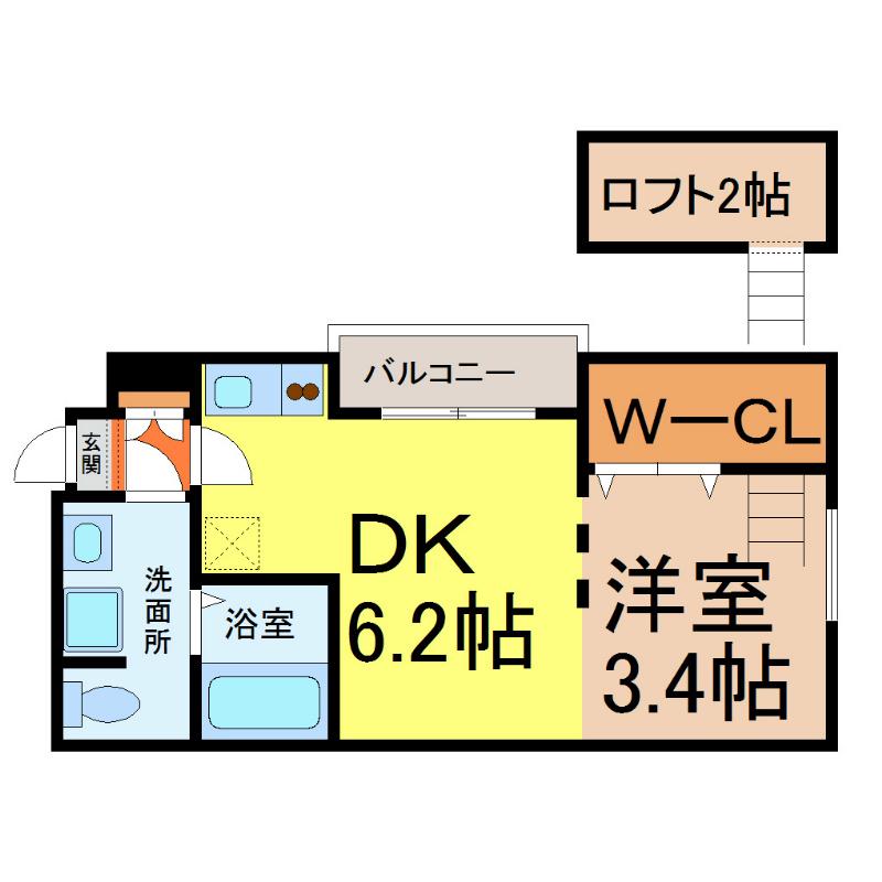 サンライズ豊田(1DK/3階)の間取り写真