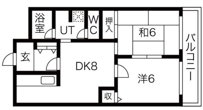 ラフォーレ西堤(2DK/4階)の間取り写真