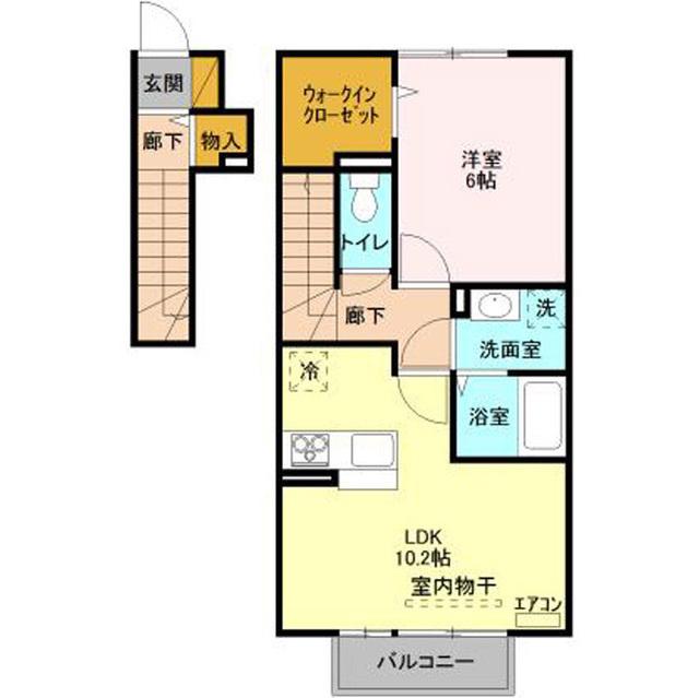 VILLA REN(1LDK/2階)の間取り写真
