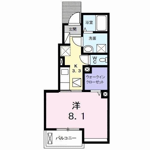 グラン ベルジュ C(1K/1階)の間取り写真