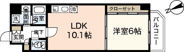 プロムナード二葉の里(1LDK/2階)の間取り写真