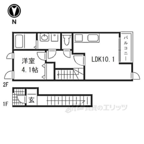 CASA三輪2(1LDK/2階)の間取り写真