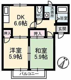 プラスペリティ(2DK/2階)の間取り写真