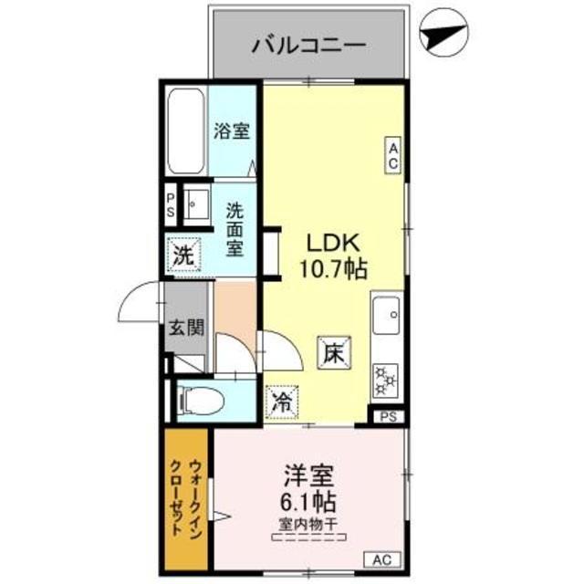 GRAMM下津林ウエスト(1LDK/2階)の間取り写真