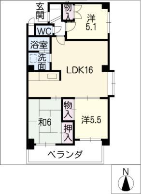 スカル上条(3LDK/2階)の間取り写真