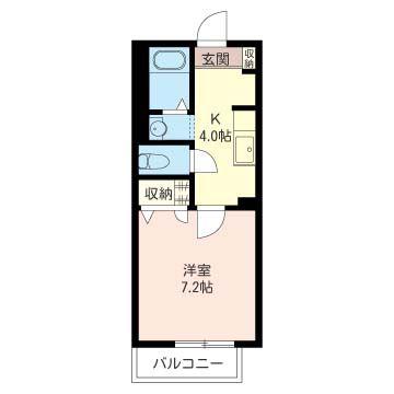 ハピネス中青木(1K/2階)の間取り写真