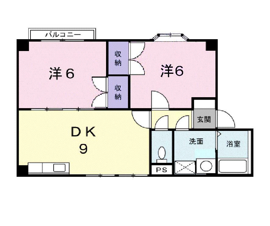 サンドール(2DK/2階)の間取り写真