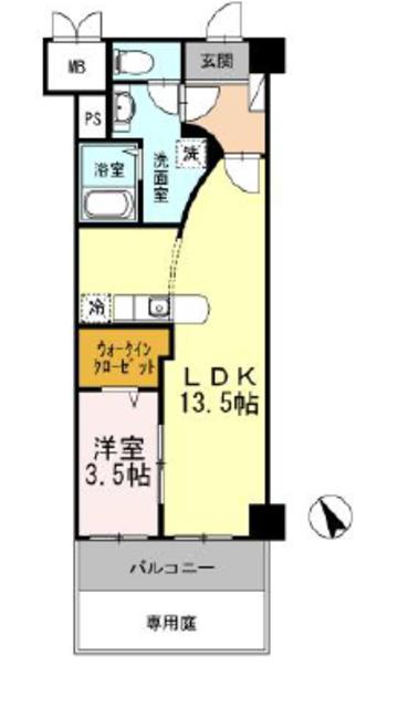 COCO MARINI(1LDK/1階)の間取り写真