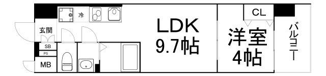 AND TERRACE 文の里(1LDK/10階)の間取り写真