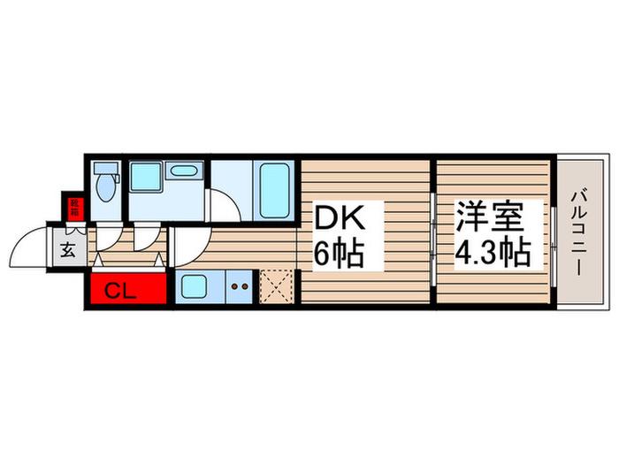 QUALITAS大島(1DK/2階)の間取り写真