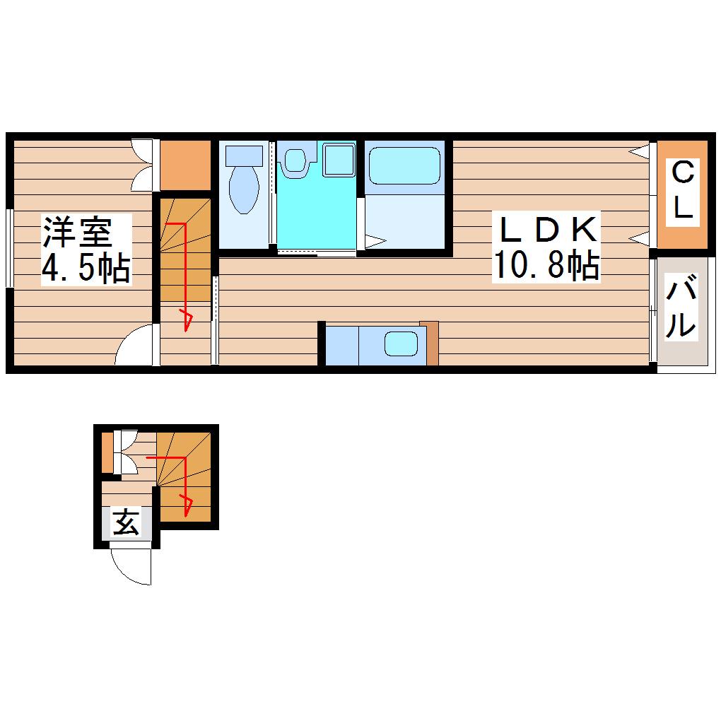 TOP RANGE ARAI III(1LDK/2階)の間取り写真