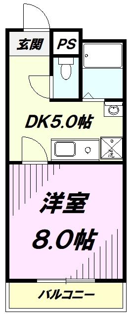 VILLA BONHEUR(1DK/4階)の間取り写真