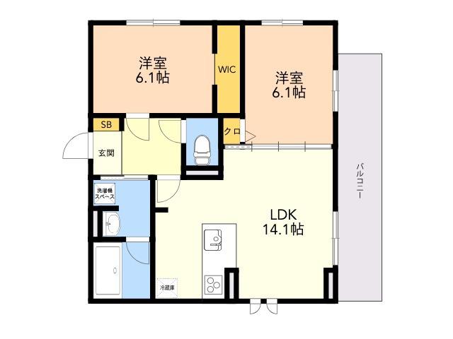 D-ROOM樋井川4丁目(2LDK/2階)の間取り写真