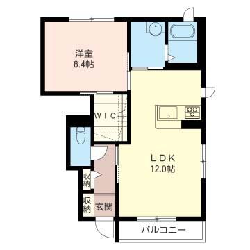 リアンI(1LDK/1階)の間取り写真