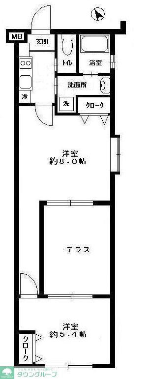 フォレステーション姪浜(2K/1階)の間取り写真