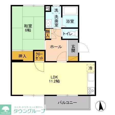 サンハイム(1LDK/1階)の間取り写真