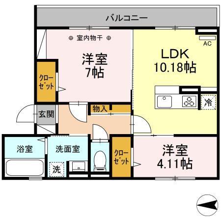 CANALONII(2LDK/2階)の間取り写真