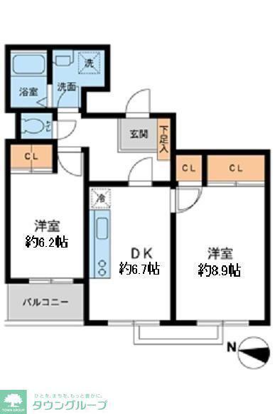 鉄飛坂マンション(2DK/3階)の間取り写真