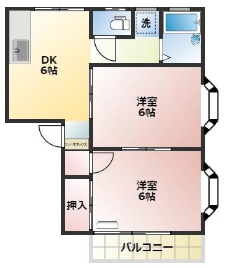 大塚ハイツ(2DK/2階)の間取り写真