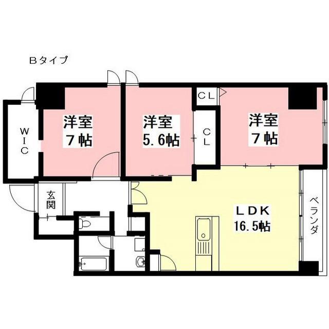 THE RESIDENCE M・KANOU(3LDK/5階)の間取り写真